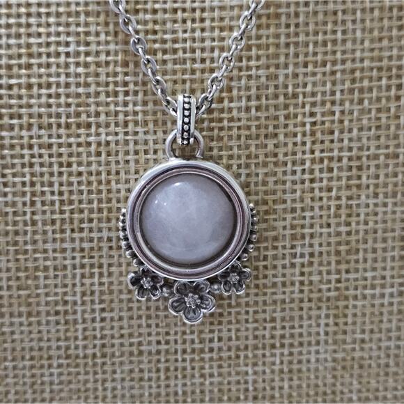 Brighton Sakura JM0163 PL Silver Tone Necklace Pink Stone Floral Pendant - Picture 5 of 7